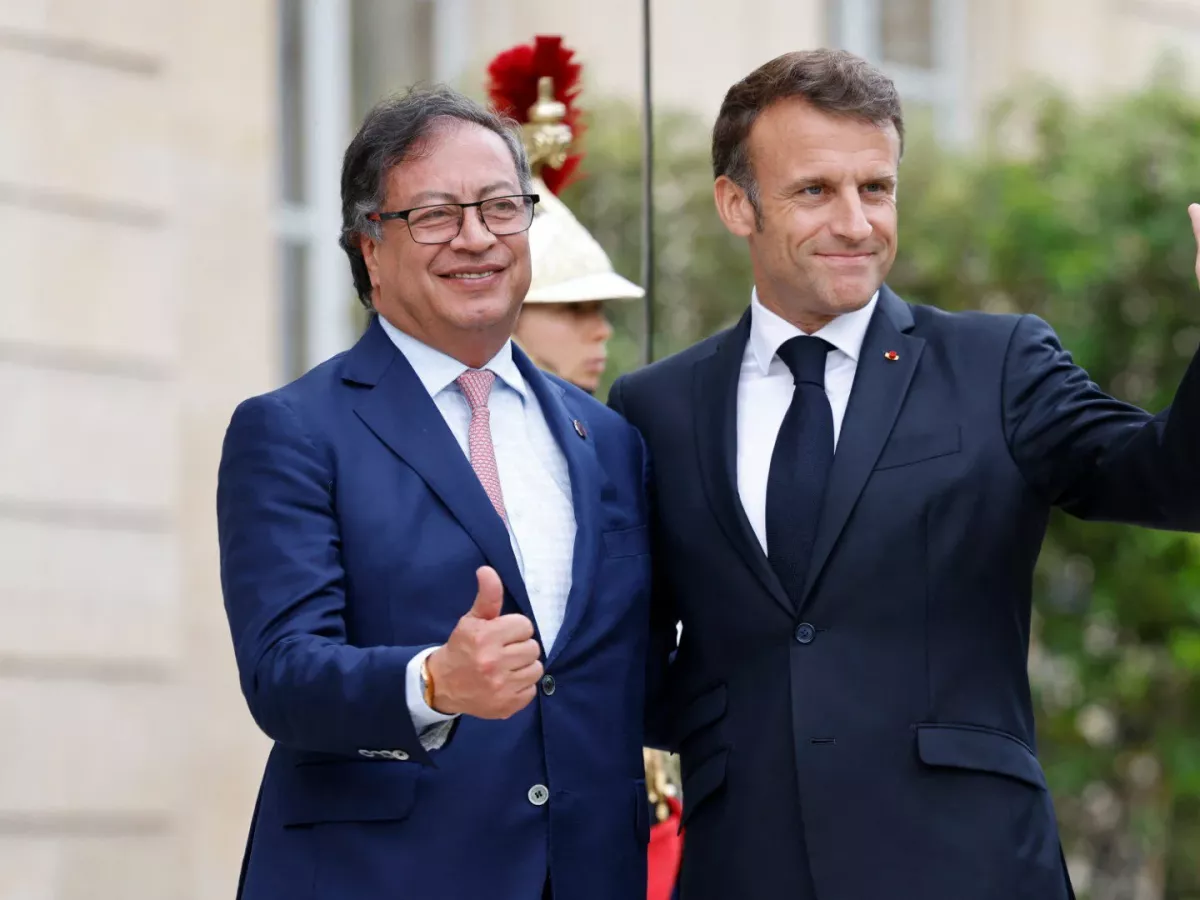 Gustavo Petro y Emmanuel Macron. Fot presidencia de colombia