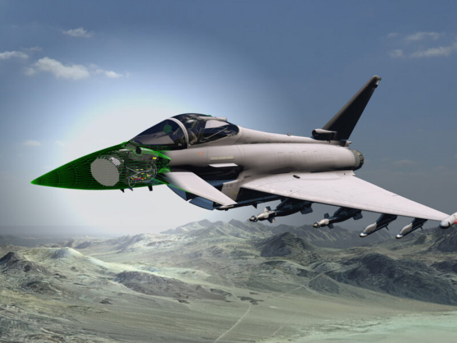 Representación del radar ECRS Mk2 montado en un Eurofigher. Imagen. BAE Systems