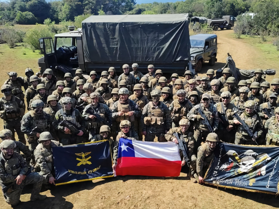 Efectivos participantes del ejercicio de apoyo de fuegos Tralkan Foto Destacamento de Montaña N17 Los Ángeles del Ejército de Chile
