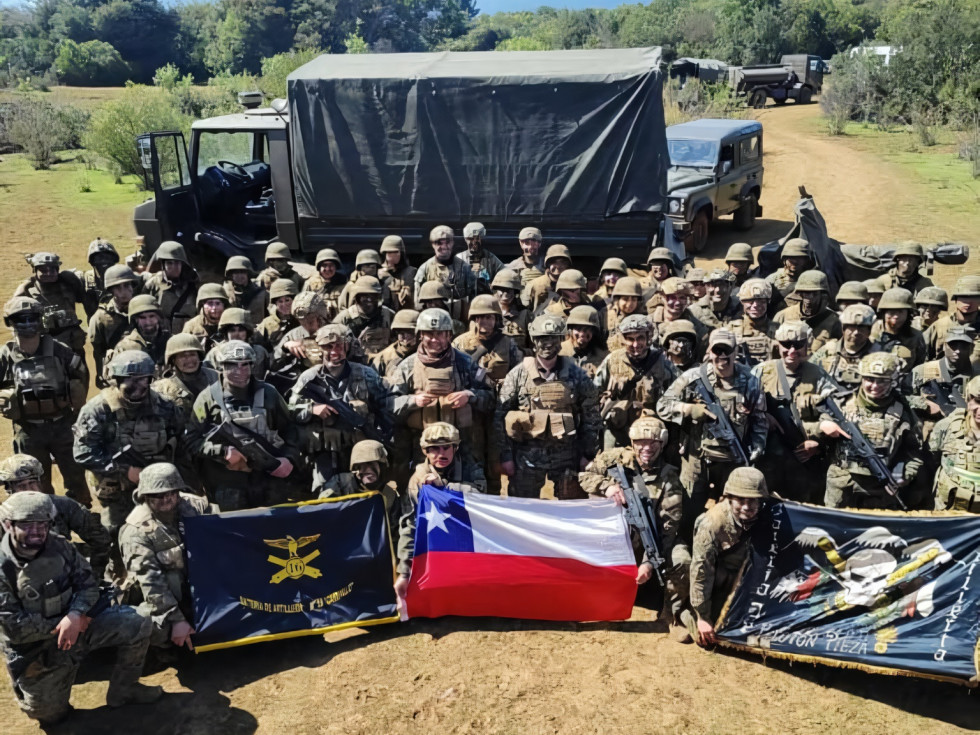 Efectivos participantes del ejercicio de apoyo de fuegos Tralkan Foto Destacamento de Montaña N17 Los Ángeles del Ejército de Chile