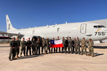 P 8A Poseidon de la Armada de Estados Unidos en aeropuerto internacional Arturo Merino Benítez de Santiago Foto Armada de Chile