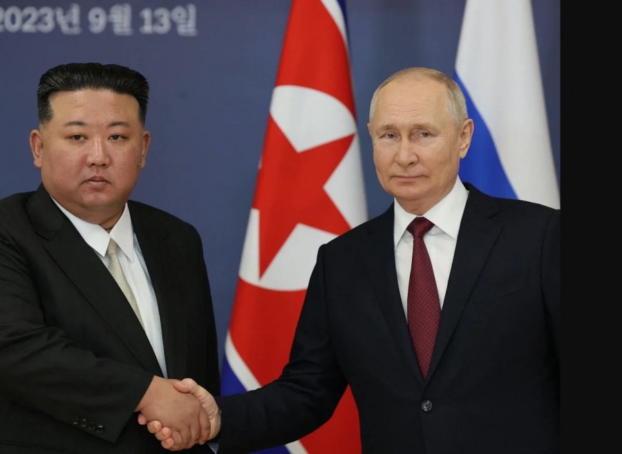 Los mandatarios de Corea del Norte y Rusia, Kim Jong un y Vladimir Putin, durante su encuentro de septiembre de 2023. Foto. Kremlin