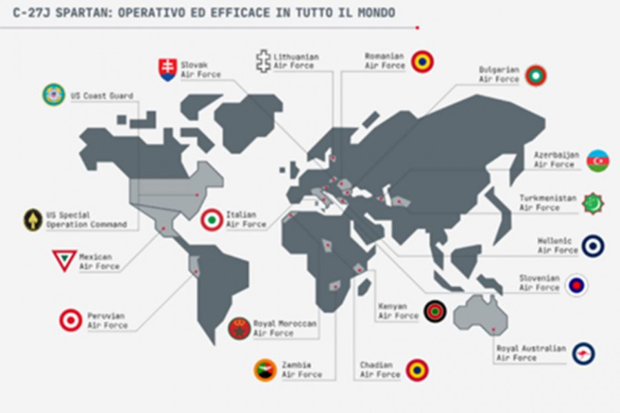 Operadores del avión C 27J Spartan. Gráfico. Leonardo