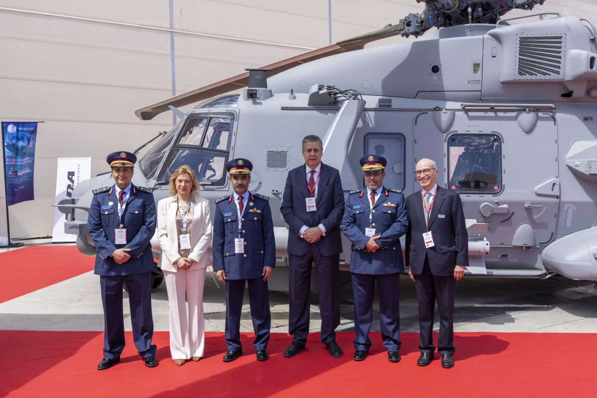 Celebraciu00f3n de las primeras 2.500 horas de vuelo de los helicu00f3pteros NH90 cataru00edes en Dimdex 2024. Foto. Leonardo