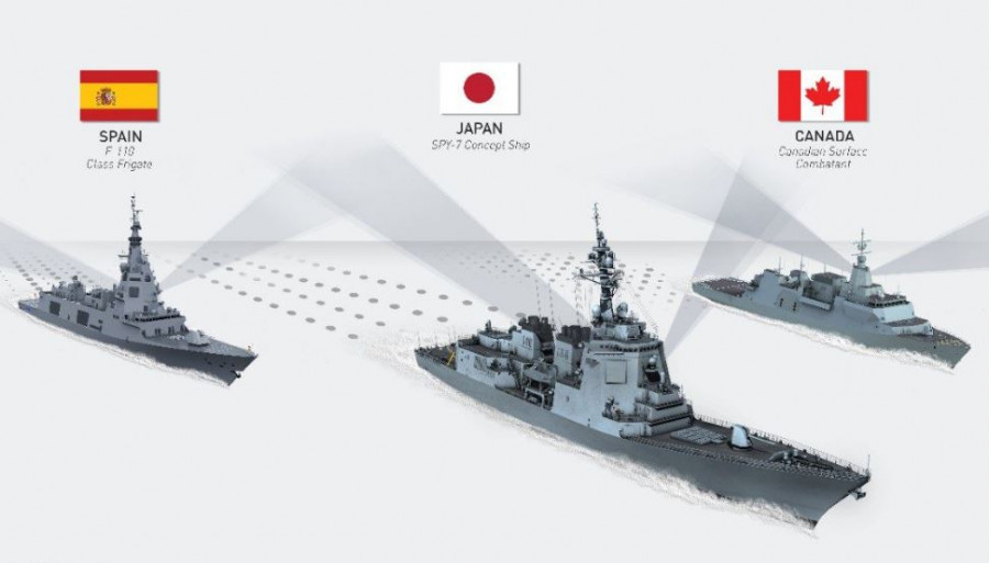 Recreación de los buques que equiparán en el mundo el radar estadounidense SPY 7. Imagen. Lockheed Martin