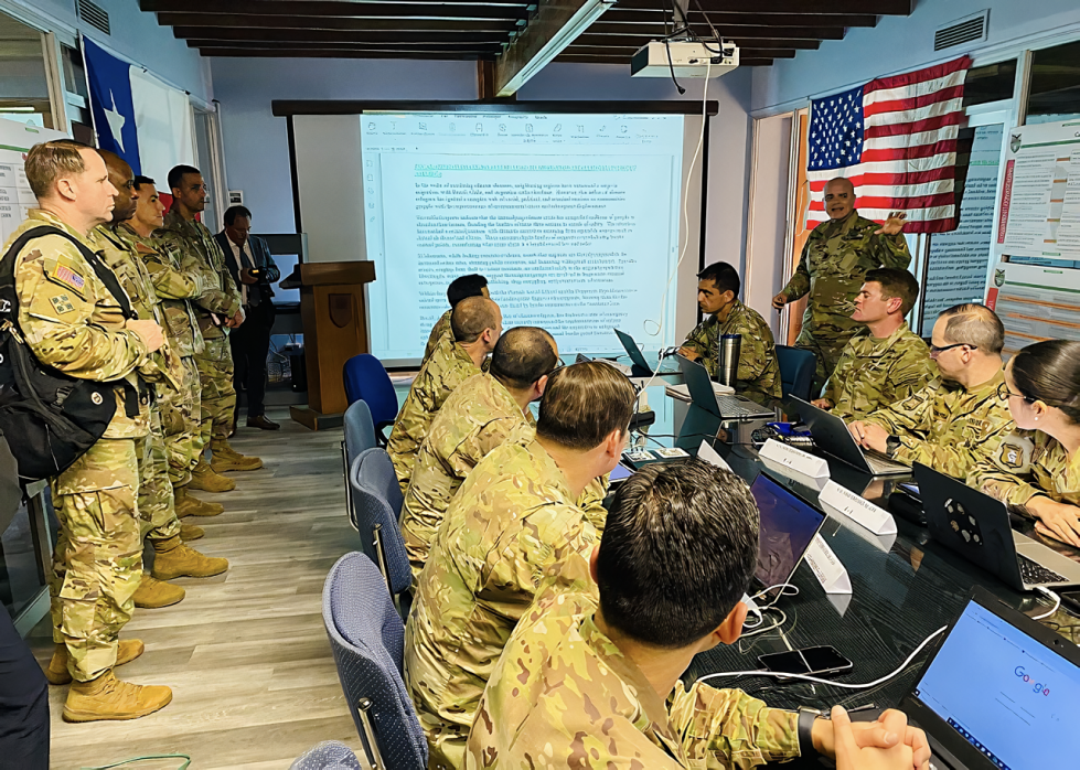 La comitiva del US Army War College observan el desarrollo del ejercicio conjunto estratégico JLASS Firma Cedoc del Ejército de Chile