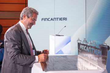 El CEO de Fincantieri, Pierroberto Folgiero, durante una comparecencia. Foto. Fincantieri