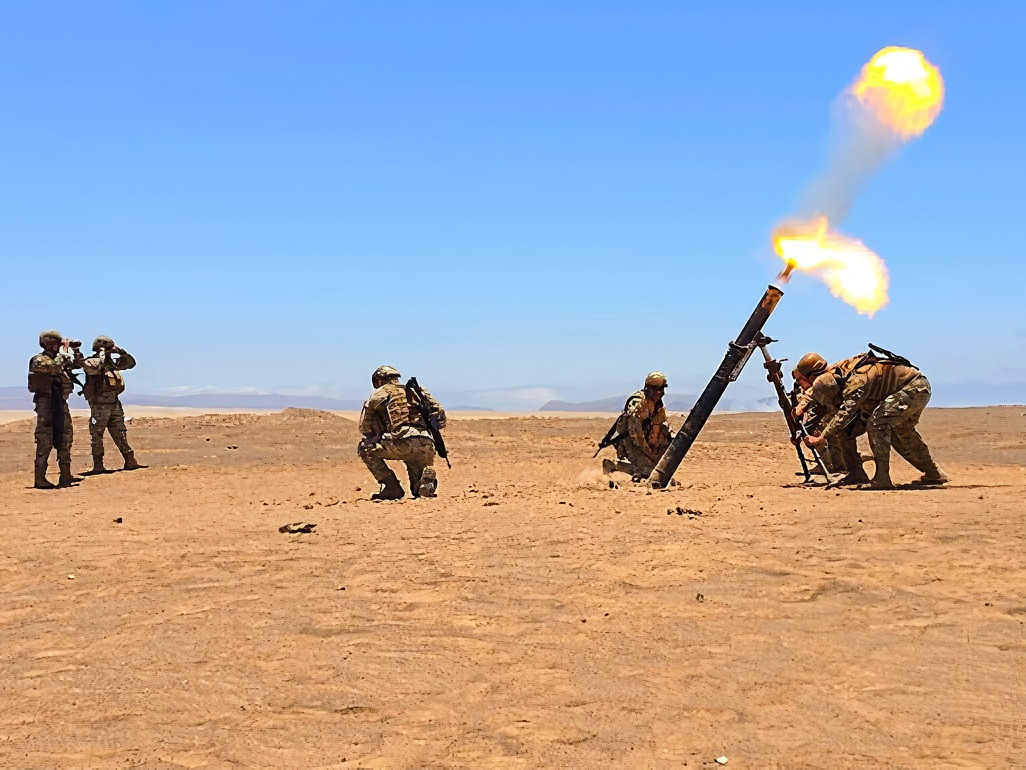 Disparo de mortero de 120 mm Firma Eju00e9rcito de Chile