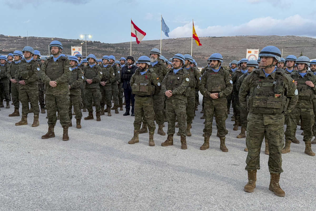 Militares espau00f1oles en la base Miguel de Cervantes situada en Marjayoun (Lu00edbano)