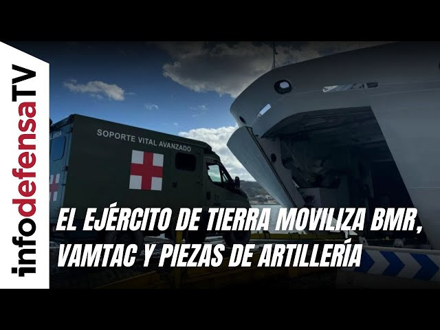 El Ejército de Tierra moviliza BMR, Vamtac y piezas de artillería en el buque Ysabel