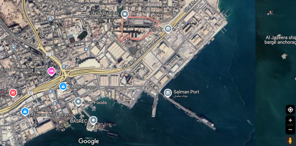Base de Apoyo Naval de Estados Unidos en Manama, Baréin   Google Maps
