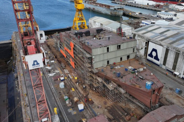 Construcción del primer buque multipropósito en la grada de Talcahuano Firma Asmar 002