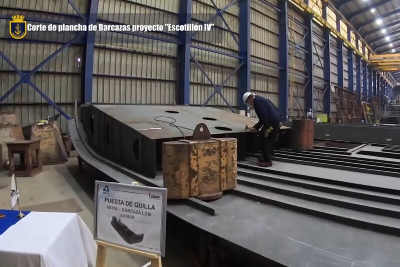 Colocación de quilla de primera LCM del proyecto Escotillón IV Fase 1 de la Armada de Chile Firma Diprida 002