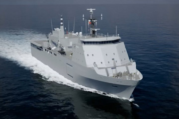 Render del buque multipropósito del proyecto Escotillón IV de la Armada de Chile Firma DUOC UC
