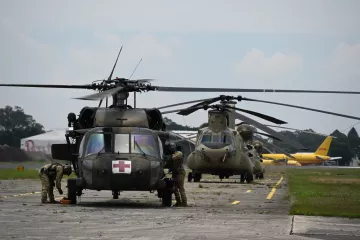 Helicópteros estadounidenses que participan en Guatemala en el Centam 2025