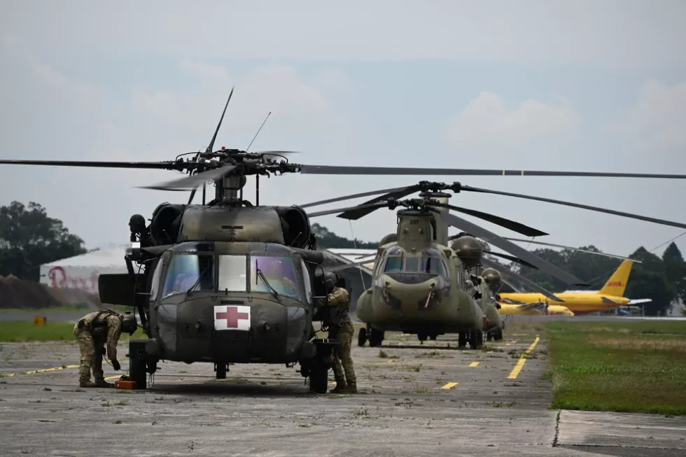 Helicópteros estadounidenses que participan en Guatemala en el Centam 2025