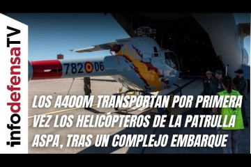 Los A400M transportan por primera vez los helicópteros de la Patrulla Aspa tras un complejo embarque