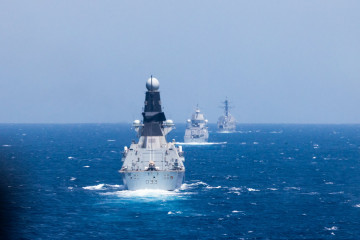 Carrier Strike Group 25 británico del que forma parte la fragata Méndez Núñez