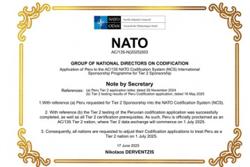 CertificadoPeru PaisNivel2 SistemaCatalogacionOTAN 17jun2025 ACFFAAPeru 700px