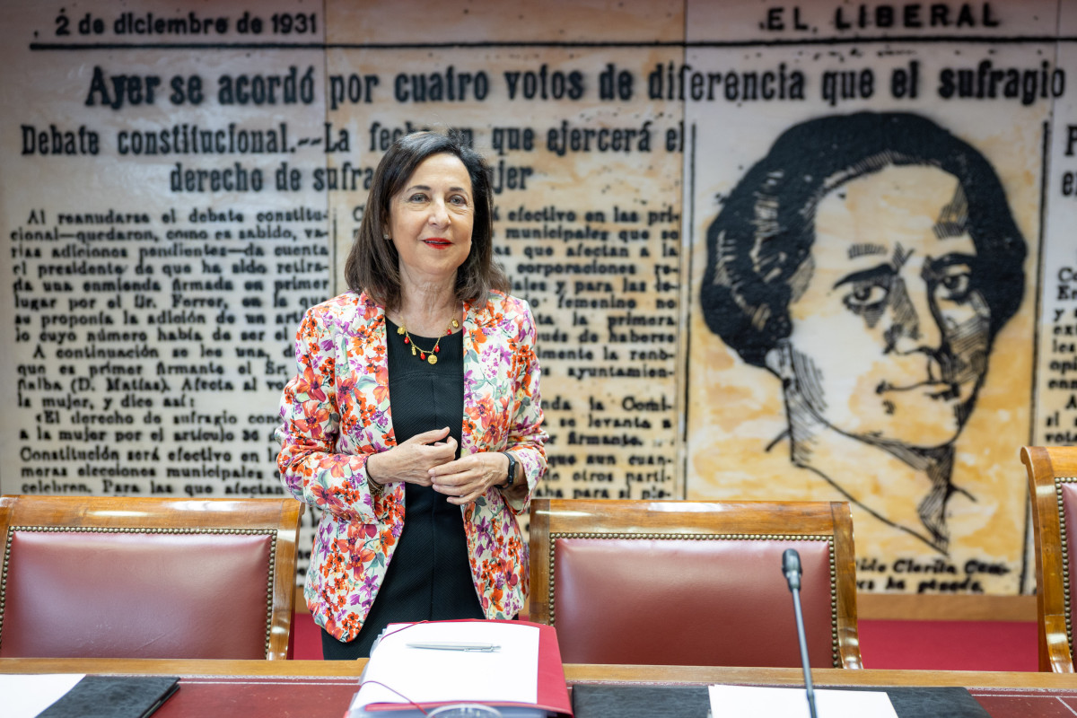 Margarita Robles durante su comparecencia en el Senado