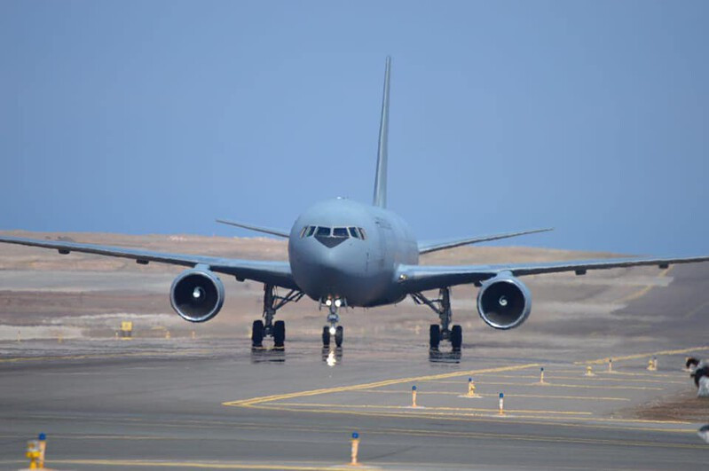 Avión Boeing 767 del Grupo de Aviación N°10 operando en el norte del país Firma FACh