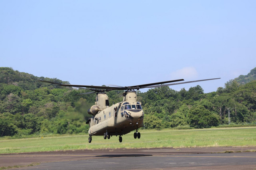 Boeing CH 47 Chinook destacado en Soto Cano y que particpa en Panamax Alfa 2025