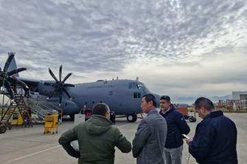 Presentación de avión de transporte C 130 Hercules de la FACh con el sistema  NP2000 de Collins Aerospace Firma Enaer