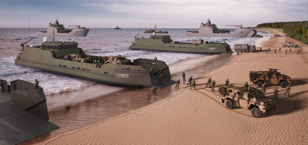 Recreación de las lanchas de desembarco de Austal para la marina australiana