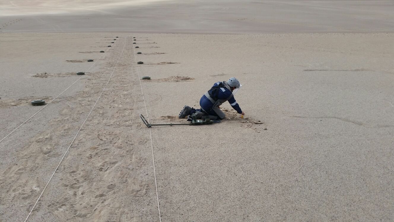 Trabajo de desminado en Chile. Foto: Ministerio de Defensa